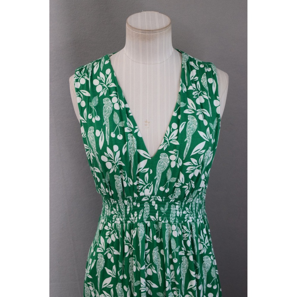 Boden Paloma Maxi Dress 4P Green Parrot V Neck Smocked Waist Sleeveless - Picture 2 of 7